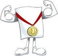 Cartoon character with medal