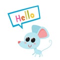 Vector illustration of cartoon blue funny mouse isolated on white background. Royalty Free Stock Photo