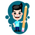 Vector illustration of boy holding pencil Royalty Free Stock Photo