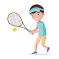 Vector illustration cartoon boy playing tennis Royalty Free Stock Photo