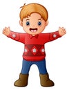Cartoon of boy wearing a red sweater Royalty Free Stock Photo