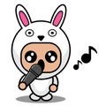 Singing rabbit animal mascot costume