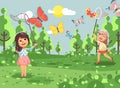 Vector illustration cartoon character lonely children