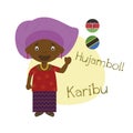 Vector illustration of cartoon character saying hello and welcome in Swahili Royalty Free Stock Photo