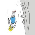 Businesswoman falling down from cliff