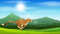 Cartoon cheetah running in the jungle Royalty Free Stock Photo