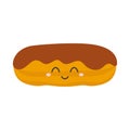 vector illustration of cartoon chocolate eclair character