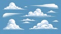 Cartoon Clouds Vector, Blue Sky Background, Weather Illustration Royalty Free Stock Photo