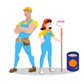 Vector illustration of cartoon couple worker