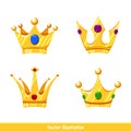 Cartoon crowns set. template. Four crowns