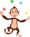 Cartoon cute monkey juggling balls Royalty Free Stock Photo