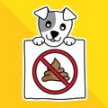 Vector illustration cartoon cute pet. sign warning no dog pooping in park.