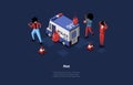Vector Illustration. Cartoon 3D Style With Characters. Isometric Composition On People Protest Riot Concept. Group
