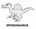 Vector illustration of cartoon dinosaur - Coloring book. Isolated cute outline spinosaurus on the white background. Royalty Free Stock Photo