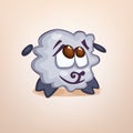 Vector Illustration with cartoon embarrassed sheep.