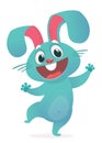 A vector illustration of cartoon excited bunny rabbit hopping. Royalty Free Stock Photo