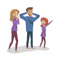 Vector Illustration Cartoon Family Grieved by Fire Royalty Free Stock Photo