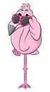 Cartoon flamingo with sunglasses