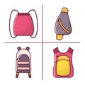 Vector cartoon flat backpack, sport suitcase background