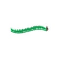 Vector illustration cartoon flat design of green happy caterpillar character.