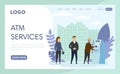 Vector Illustration In Cartoon Flat Style. Landing Page Interface Layout Composition With Characters And Elements. ATM Royalty Free Stock Photo