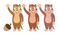 Vector illustration of cartoon funny chipmunks waving their hands. Concept for children`s books, fairy tales, print, emblem, t-sh