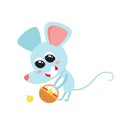 Vector illustration of cartoon funny mouse isolated on white background.