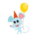 Vector illustration of cartoon funny mouse isolated on white background.