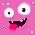 Vector cartoon funny purple monster faces series 4