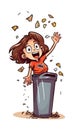 Vector Illustration, Cartoon Girl Chick from the Trash