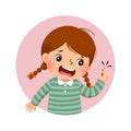 Cartoon girl crying because of bleeding blood from the cut finger wound. Health Problems concept Royalty Free Stock Photo