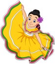 Cartoon girl dancing, Cinco de mayo celebration. Royalty Free Stock Photo