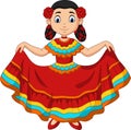 Cartoon girl dancing, Cinco de mayo celebration Royalty Free Stock Photo