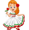 Cartoon girl dancing, Cinco de mayo celebration