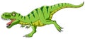 Cartoon green t-rex dinosaur growling