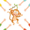Vector Illustration Of Cartoon Hands With Monkey Royalty Free Stock Photo