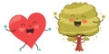 Vector Illustration Of Cartoon Heart And Tree Royalty Free Stock Photo