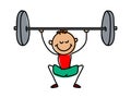 Weight lifter kid.Cartoon kid vector illustartion