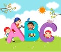 Cartoon kids with ABC letters Royalty Free Stock Photo