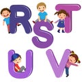 Cartoon kids with RSTUV letters