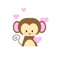 Vector illustration of Cartoon Monkey with hearts