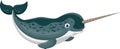 Vector illustration of cartoon narwhal