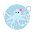 Cartoon octopus icon in modern flat style