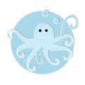 Cartoon octopus icon in modern flat style Royalty Free Stock Photo