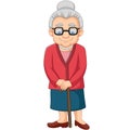 Cartoon Old woman with a cane