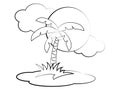 Vector Cartoon Palm Tree Coloring Page