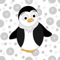 Vector illustration of a cartoon penguin. Cartoon print.