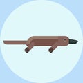 Vector illustration with cartoon platypus icon animal duck-billed mammal wild australian brown bill