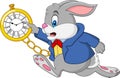 Cartoon rabbit holding watch