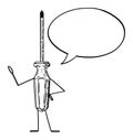 Screwdriver Cartoon Character With Speech Bubble. Vector Illustration